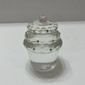 Simon Designs Cupcake Crystal Paperweight Pastel Rhinestone Sprinkles/Cherry